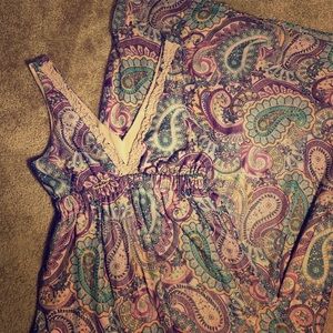 Eyelash Couture Multi-Color Paisley Maxi Dress